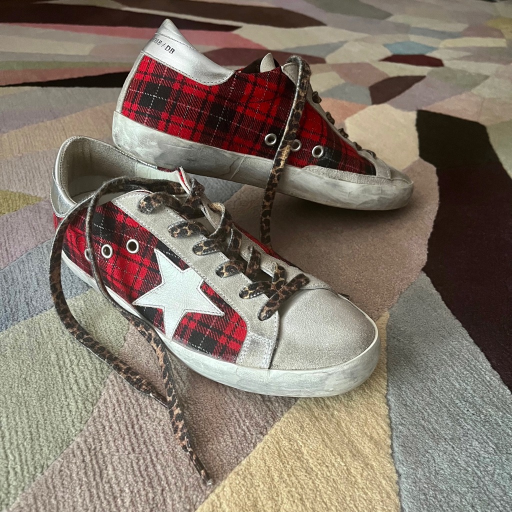Golden Goose Super-Star Red Plaid Sneakers